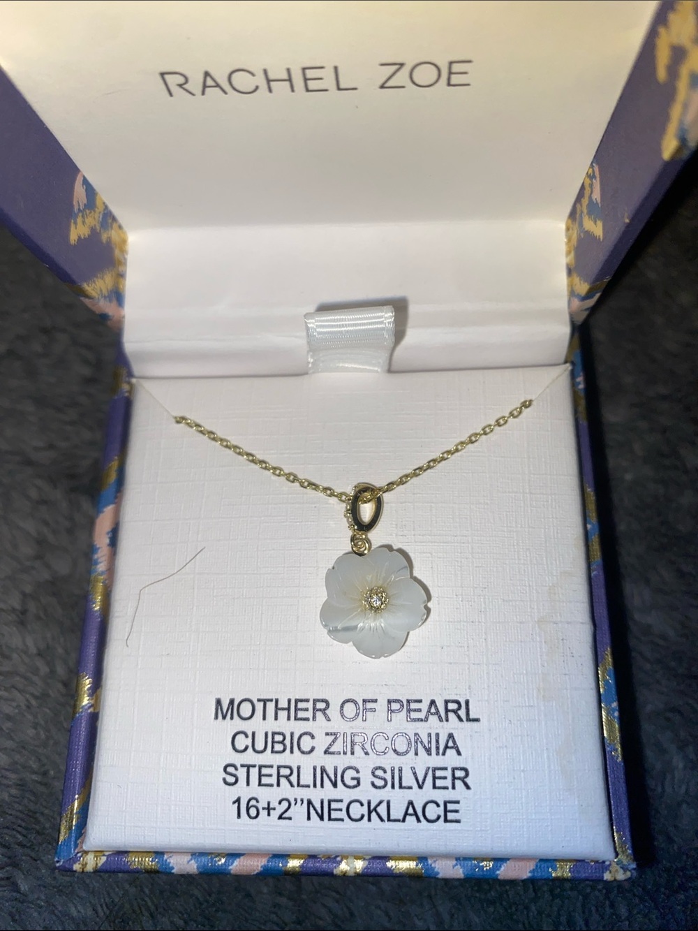 Rachel Zoe Gold-Tone Chain with White Mother-of-Pearl Flower Pendant
